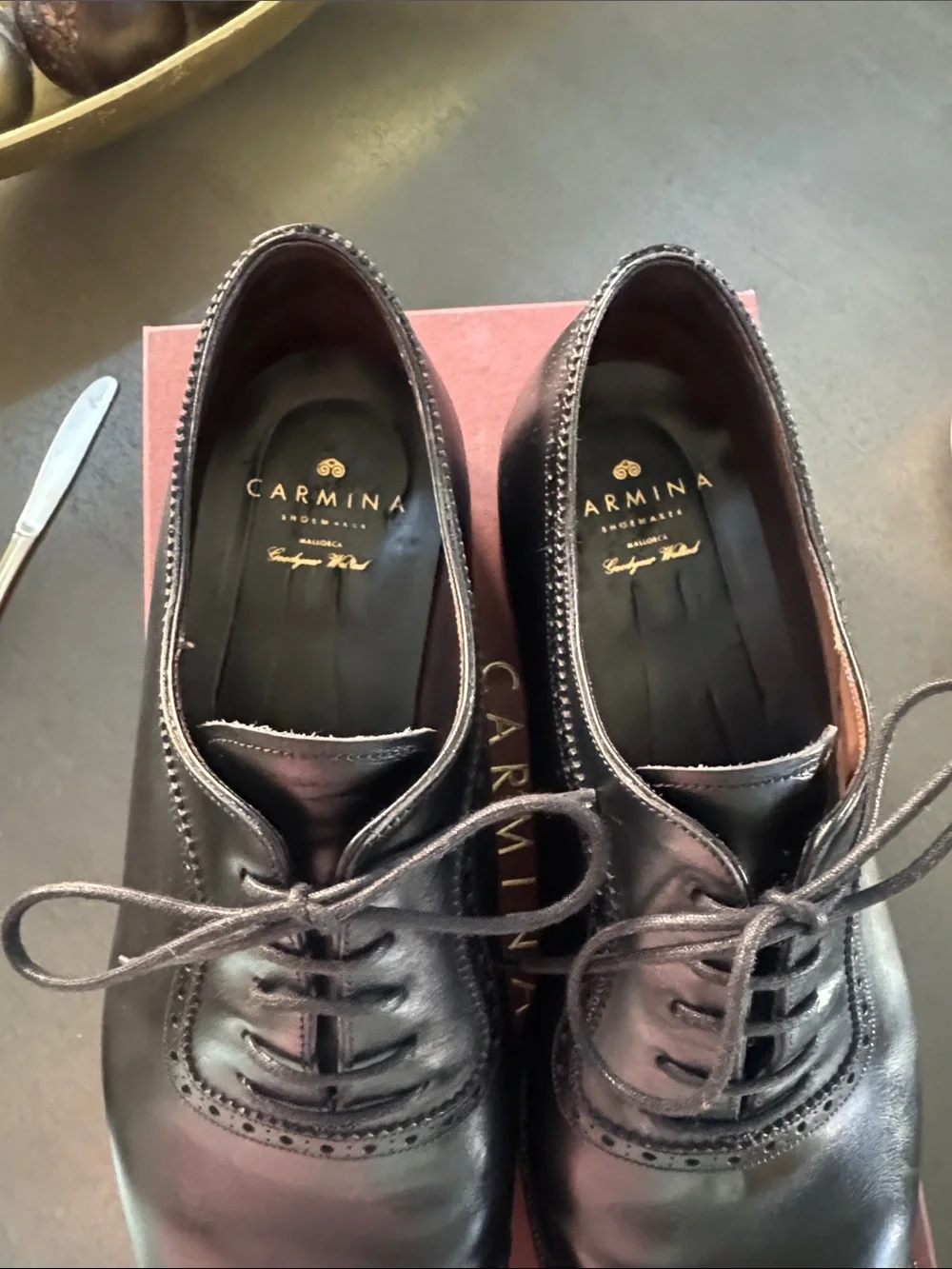 Carmina Black Cap-Toe Oxford in Polished Leather